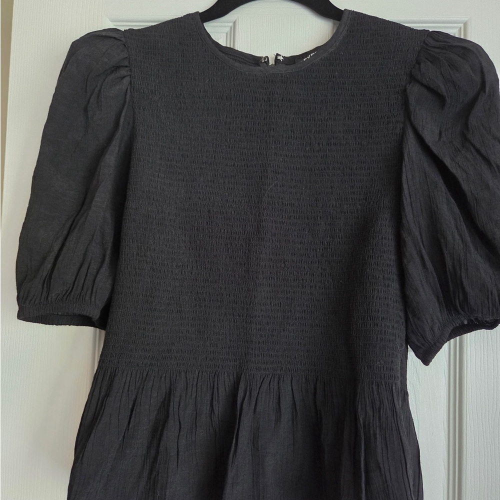 Express Black Textured Puff Sleeve Blouse